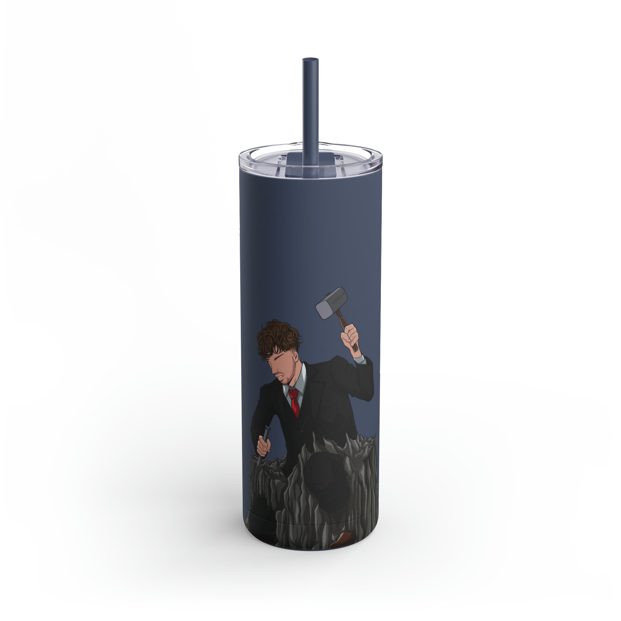 A person working hard to better his/herself - Maars Maker Skinny Matte Tumbler, 20oz - Man #17 - Breakthrough Collection