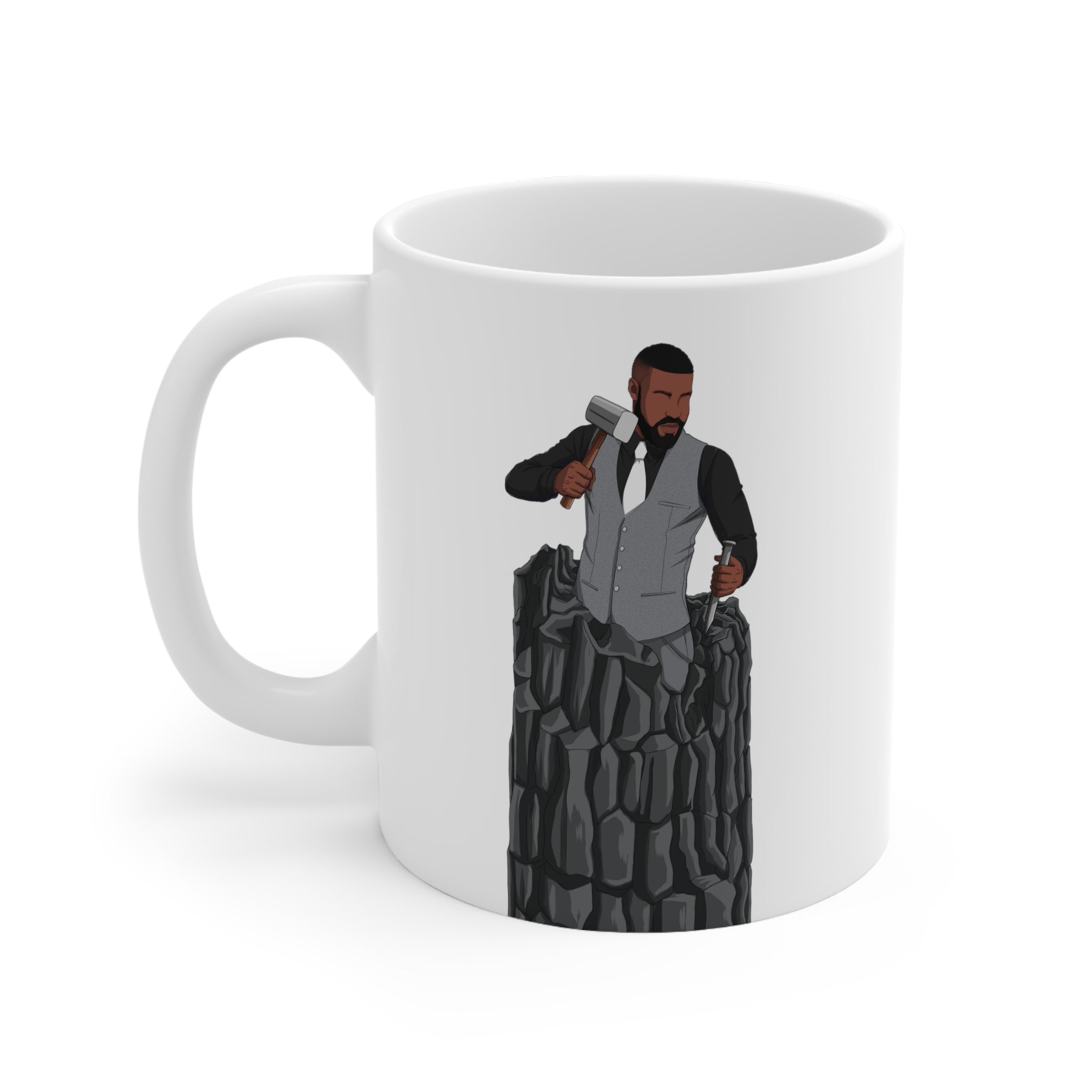 A person working hard to better his/herself - Ceramic Mug 11oz - Self-Made Man #6 - Breakthrough Collection