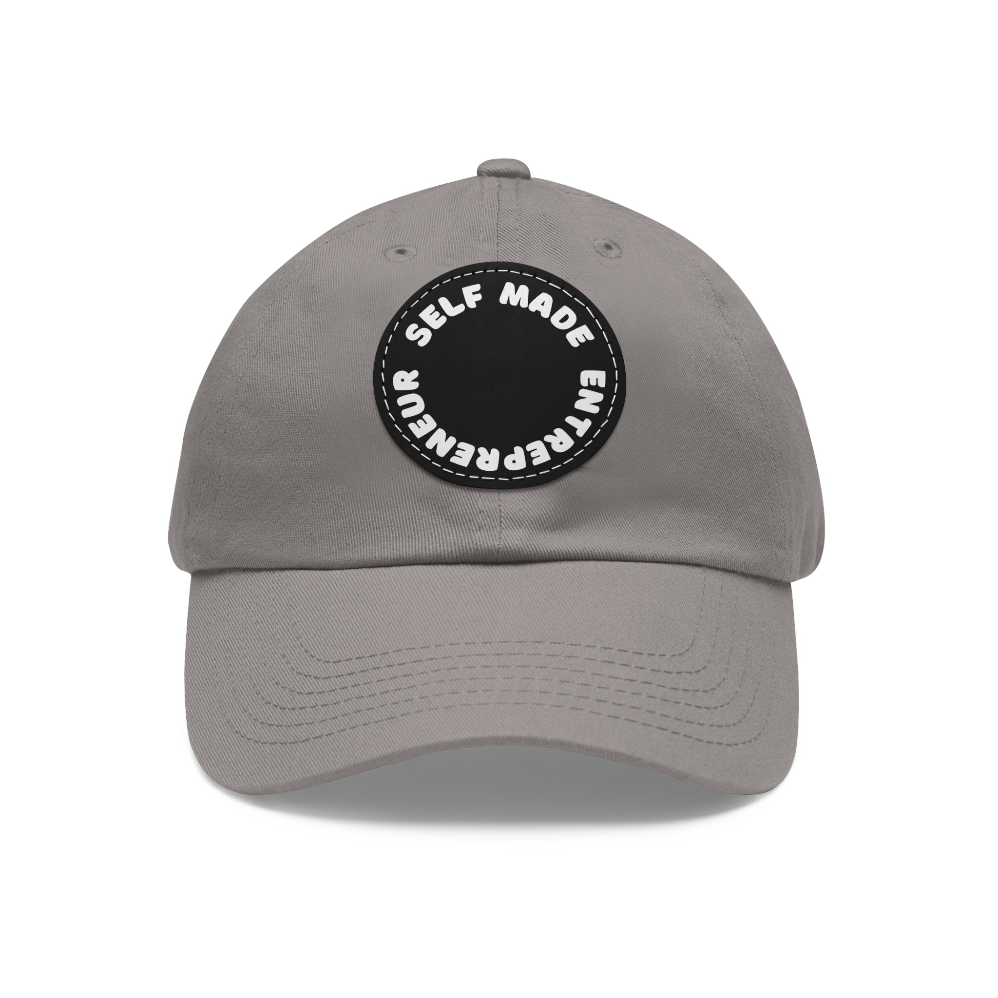 A person working hard to better his/herself - Self-Made Entrepreneur Hat with Leather Patch (Round) - Breakthrough Collection